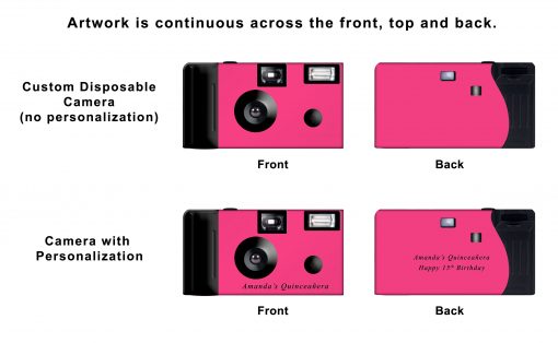 Hot Pink Background Custom Disposable Camera