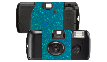 Holographic Glitter Teal Custom Disposable Camera